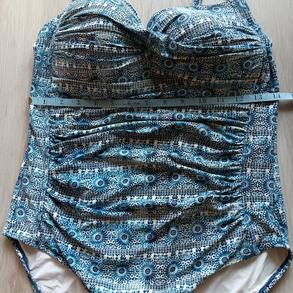 Niptuck One Piece Joanne Swimsuit Multi Fit Cups Side Panel Blue White Size 10 - Picture 7 of 11